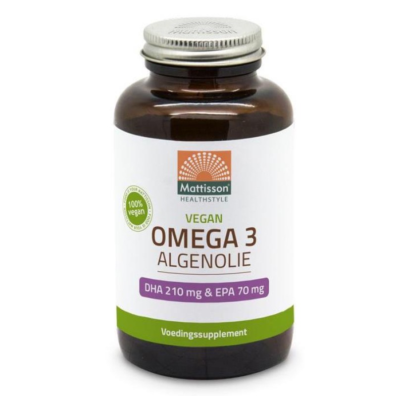 Omega3 Algenolie DHA 210mg EPA 70mg Mattisson NatuurlijkVoordeel.nl